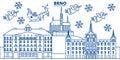 Czech Republic, Brno winter city skyline. Merry Christmas,