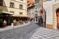 Czech Republic. Cafe on the street in Prague. June 13, 2016 Royalty Free Stock Photo