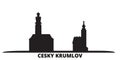 Czech Republic, Cesky Krumlov city skyline isolated vector illustration. Czech Republic, Cesky Krumlov travel black