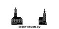 Czech Republic, Cesky Krumlov flat travel skyline set. Czech Republic, Cesky Krumlov black city vector illustration