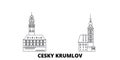 Czech Republic, Cesky Krumlov line travel skyline set. Czech Republic, Cesky Krumlov outline city vector illustration