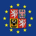 Czech Republic coat of arms on the European Union flag