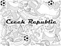 Czech Republic line art design raster illustration