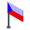 Czech Republic flag icon isometric vector. Castle travel