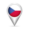Czech Republic flag map pointer with shadow. Vector illustration