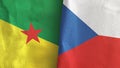 Czech Republic and French Guiana two flags textile cloth 3D rendering