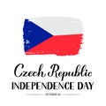 Czech Republic Independence Day calligraphy hand lettering with flag. Holiday in Czechia celebrated on October 28. Vector template