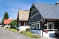 Traditional architecture from 1788 in Curious street Zvedava ulicka, Jilemnice, Krkonose mountains, Czech republic. Protected a