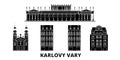 Czech Republic, Karlovy Vary flat travel skyline set. Czech Republic, Karlovy Vary black city vector illustration