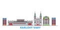Czech Republic, Karlovy Vary line cityscape, flat vector. Travel city landmark, oultine illustration, line world icons