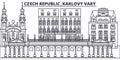 Czech Republic, Karlovy Vary line skyline vector illustration. czech Republic, Karlovy Vary linear cityscape with famous