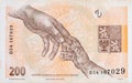 Czech Republic 200 Korun 1998 Bank Note close up bill fragment