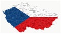 Czech Republic Map Coloured By National Flag Royalty Free Stock Photo