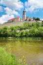 Renaissance Chateau and Church of Sts. Peter and Paul, Labe river, Melnik, Czech Republic Royalty Free Stock Photo