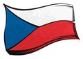 Painted Czech Republic flag waving in wind