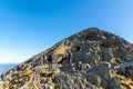 CZECH REPUBLIC - OCTOBER 12, 2019: Tourist track to the summit of Snezka - the highest mountain of Czech Republic