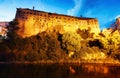 Czech republic - Old town of Cesky Krumlov at night with Vltava river Royalty Free Stock Photo