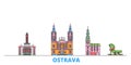 Czech Republic, Ostrava line cityscape, flat vector. Travel city landmark, oultine illustration, line world icons