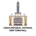 Czech Republic, Ostrava, New Town Hall travel landmark vector illustration