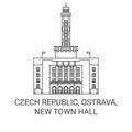 Czech Republic, Ostrava, New Town Hall travel landmark vector illustration