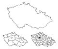 Czech Republic outline map administrative regions