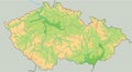 High detailed Czech Republic physical map.