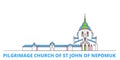 Czech Republic, Pilgrimage Church Of St John Of Nepomuk line cityscape, flat vector. Travel city landmark, oultine