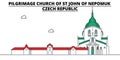 Czech Republic , Pilgrimage Church Of St John Of Nepomuk , travel skyline vector illustration.