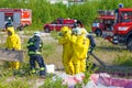 CZECH REPUBLIC, PLZEN, 4 JUNY, 2014: Fire departments and emergency teams in hazmat suits. Royalty Free Stock Photo