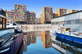 Prague Marina, Harbour Holesovice, Liben island, Praha, Ceska republika Prague, Czech republic. Old river harbour on Moldau river