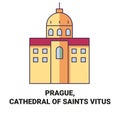 Czech Republic, Prague, Cathedral Of Saints Vitus travel landmark vector illustration