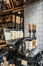 Czech Republic, Prague, cooking Trdelnik, traditional Slovak pastries. Preparation of a trdelnik in a trdlo Royalty Free Stock Photo