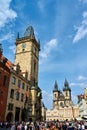 Czech Republic. Prague. The Gothic Church of Our Lady before Tyn in Old Town Square and the old town hall Royalty Free Stock Photo