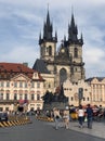 Czech Republic, Prague July 1, 2019: Tourists walk around the old town in Europe