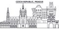 Czech Republic, Prague line skyline vector illustration. czech Republic, Prague linear cityscape with famous landmarks