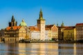 Czech Republic.Prague March 2017. Postcard view of the city center of Charles Bridge Tower Vltava River Royalty Free Stock Photo