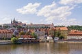 Czech Republic, Prague panorama of the old town architecture with Vitava river, colorful old town, St. Vitus Cathedral, 2017. 08. Royalty Free Stock Photo
