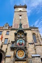 Czech Republic. Prague. Prague Orloj, a medieval astronomical clock mounted on the Old Town Hall Royalty Free Stock Photo