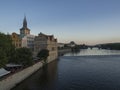 Czech Republic, Prague , September 8, 2018: View from the Charles Bridge on Novotneho lavka with Bedrich Smetana Museum