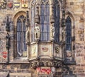 Czech Republic, Prague. Statues of the saints on the wall of the Old Town Hall a.k.a. Staromestska Radnice