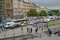 Czech Republic, Prague. View of the brisk street