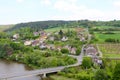 Czech Republic, River Sazava and the village to the east of Cesky Sternberk Castle. Royalty Free Stock Photo