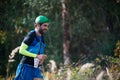 CZECH REPUBLIC, SLAPY, October 2018: Trail Maniacs Run Competition. Profil of Bearded Running Young Man.