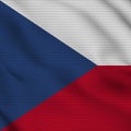 Czech Republic Square Realistic Flag Fabric Texture Effect Illustration