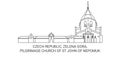 Czech Republic, Zelena Gora, Pilgrimage Church Of St John Of Nepomuk travel landmark vector illustration