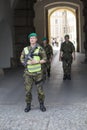 Czech soldier in front of the Prague castle