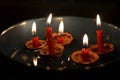 A czech tradition with candles in nutshells in the night