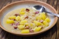 Czech traditional cabbage soup with smoked meat and potatoes Royalty Free Stock Photo