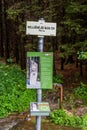 CZECHIA - AUGUST 4, 2020: Information pole at the southernmost point of the Czech Republ