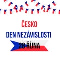 Czechia Independence Day calligraphy hand lettering in Czech language. Czech Republic holiday celebrated on October 28. Vector